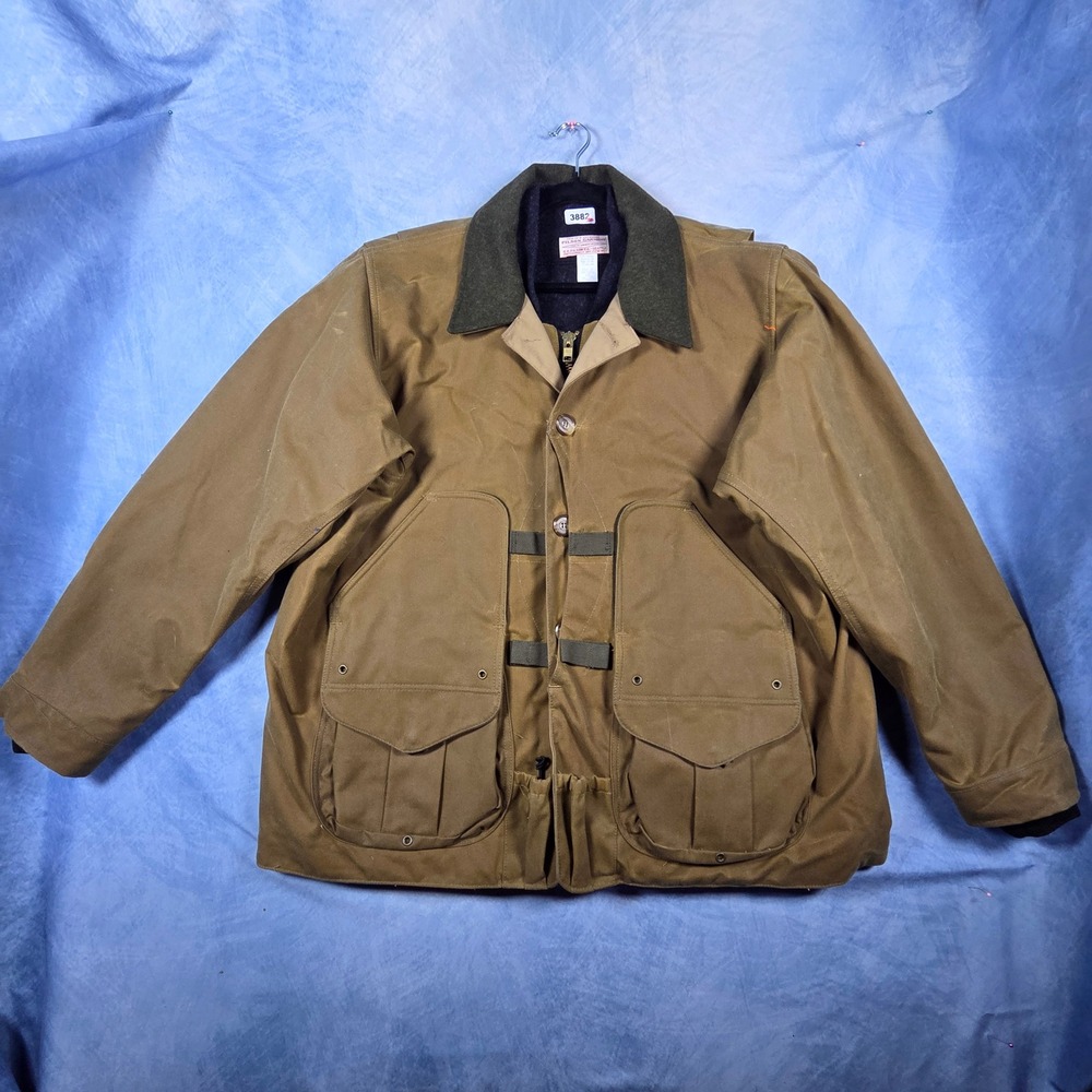 Filson 122 Tin Cloth Hunting Jacket Tan Waxed Cotton Wool Lined Mens XXL USA